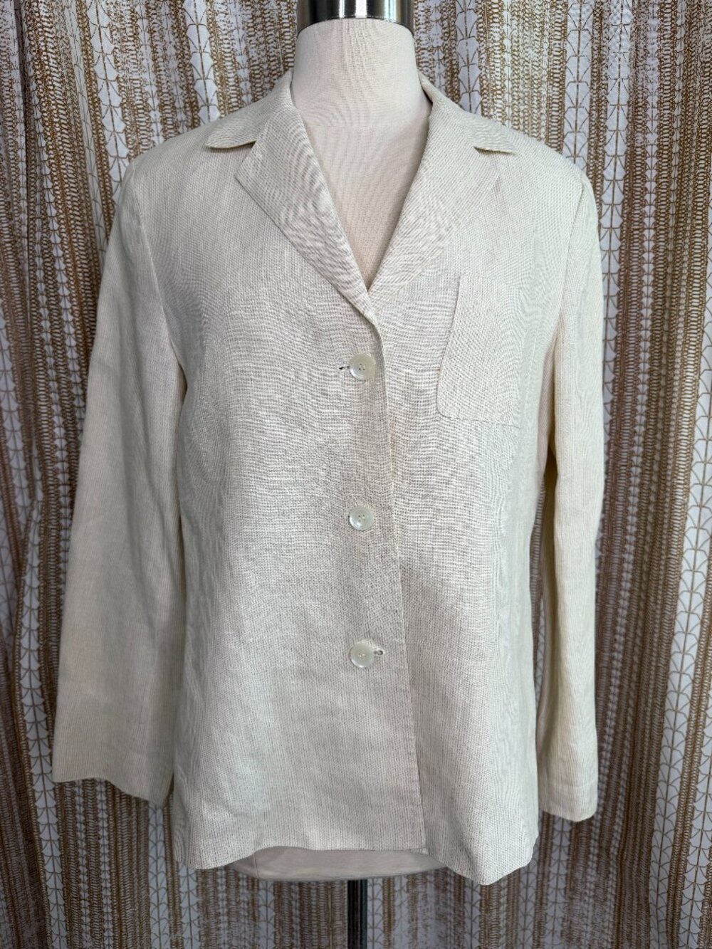 Talbots Women’s Size 8 Irish Linen Blazer Cream Ivory Lightweight Jacket
